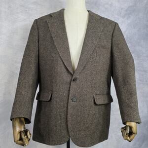 Vintage American Trend Blazer Mens Large Brown Lambs Wool Blend Sport Coat USA